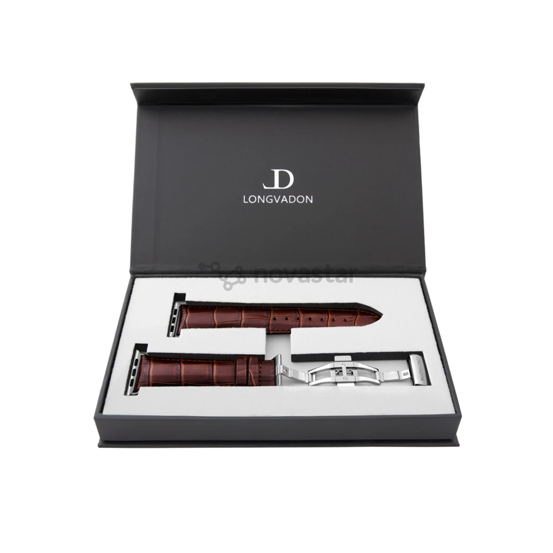 Dirželis Longvadon Apple Watch 42/44, mahogany/silver