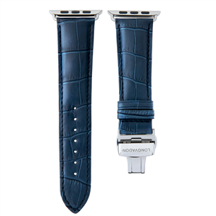 Dirželis Longvadon Apple Watch 42/44, navy/silver