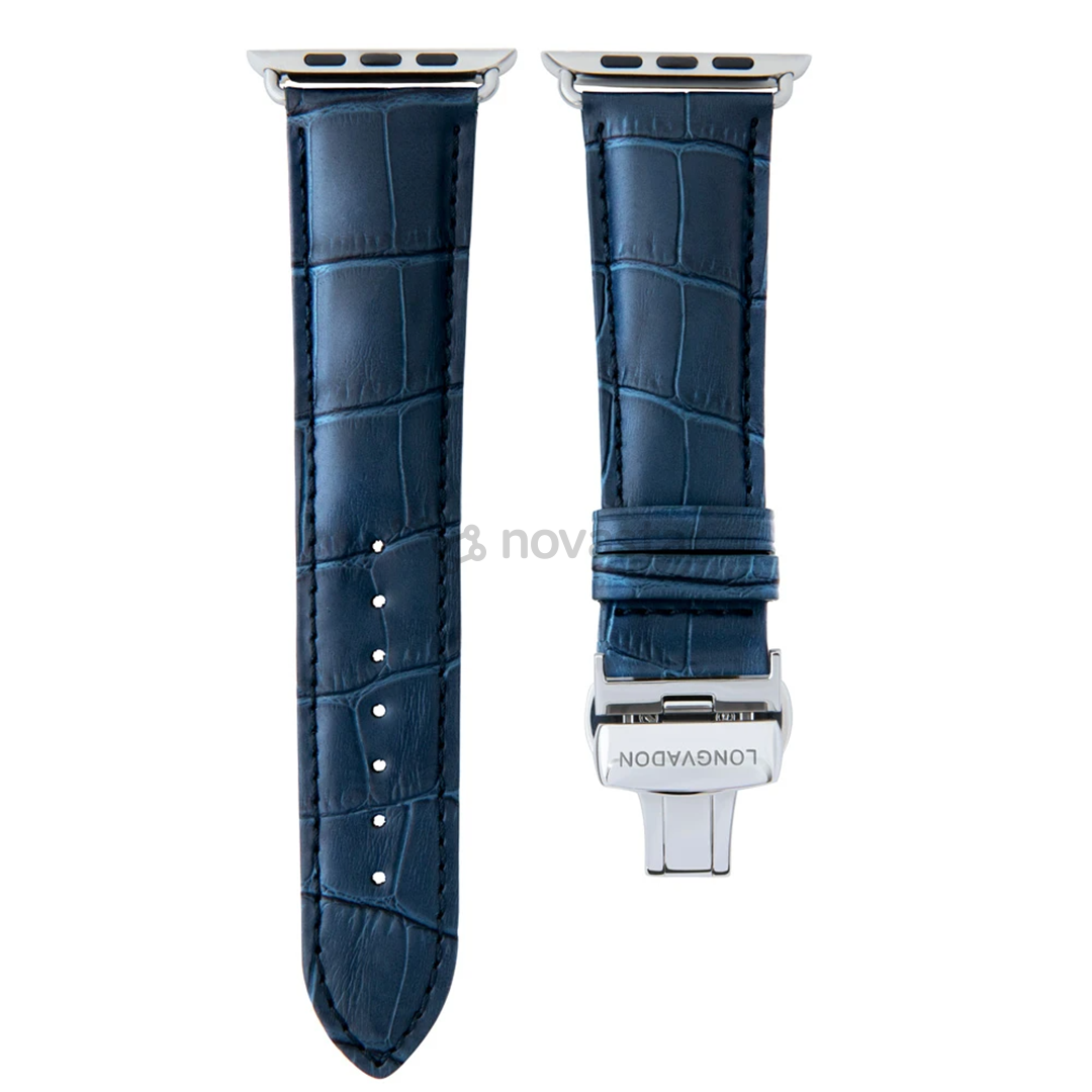 Dirželis Longvadon Apple Watch 42/44, navy/silver