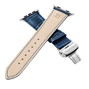 Dirželis Longvadon Apple Watch 42/44, navy/silver