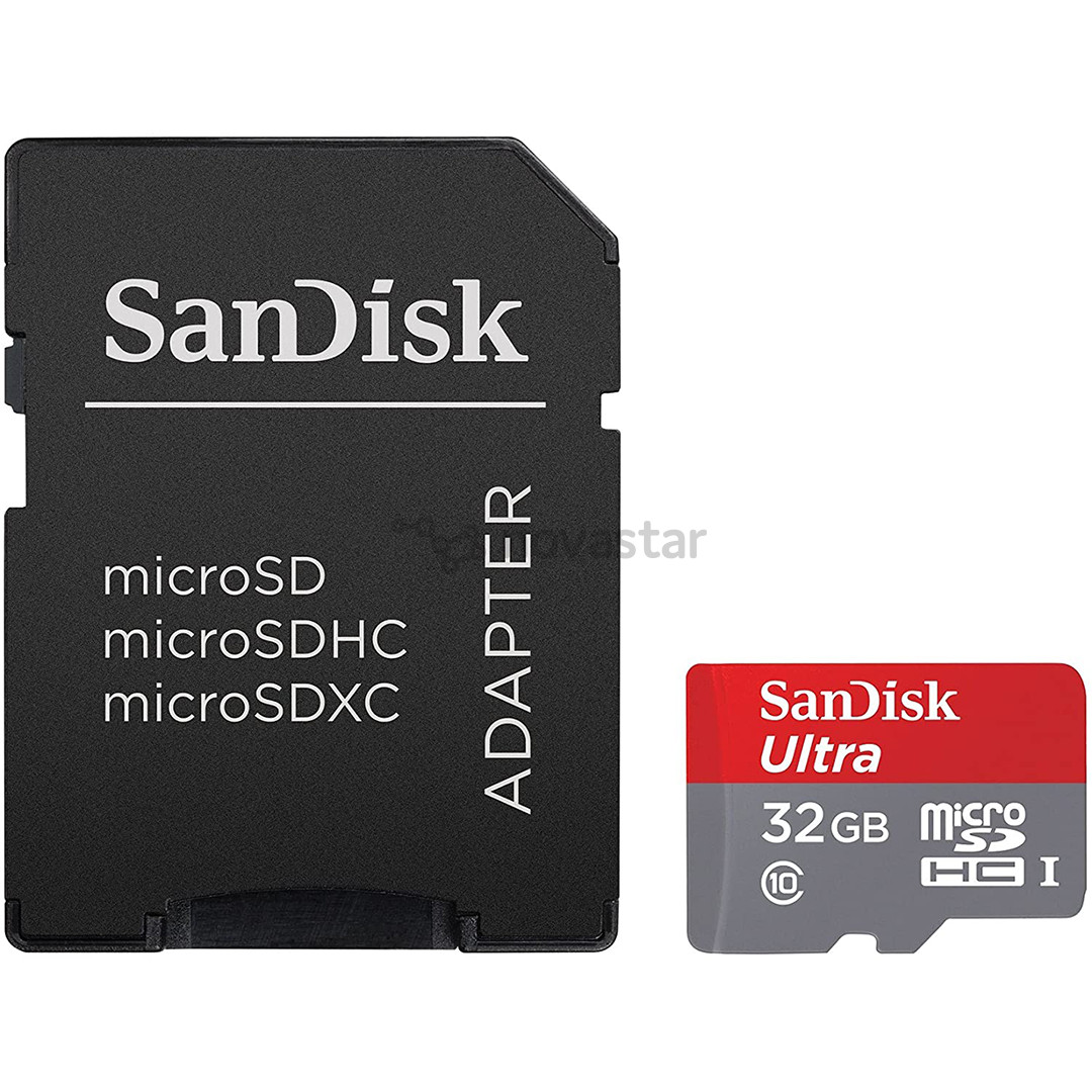 Atminties kortelė Sandisk MicroSDHC 32GB + SD adapteris