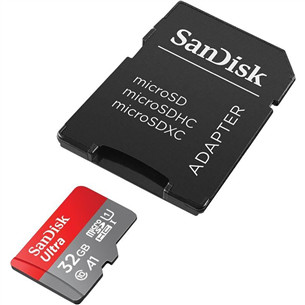 Atminties kortelė Sandisk MicroSDHC 32GB + SD adapteris