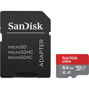 Atminties kortelė Sandisk MicroSDXC 64GB + SD adapteris SDSQUA4-064G-GN6MA