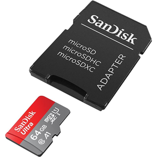 Atminties kortelė Sandisk MicroSDXC 64GB + SD adapteris