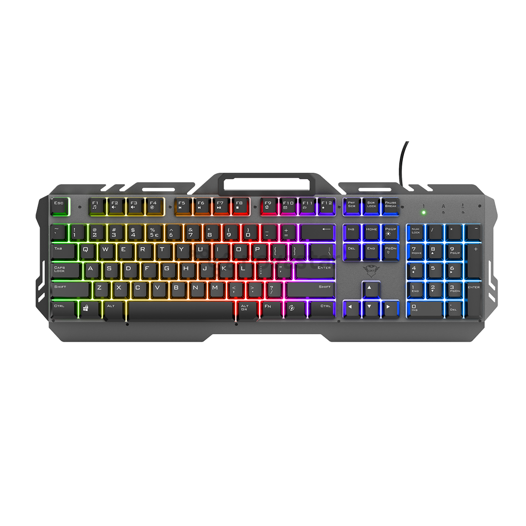 Klaviatūra Trust GXT 853 Esca Metal Rainbow Gaming (US), laidinė, mechaninė
