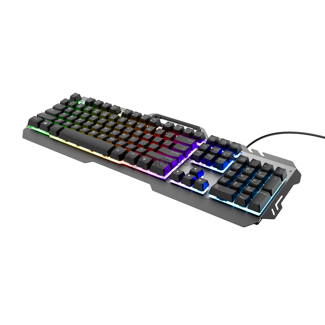 Klaviatūra Trust GXT 853 Esca Metal Rainbow Gaming (US), laidinė, mechaninė
