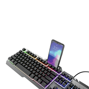 Klaviatūra Trust GXT 853 Esca Metal Rainbow Gaming (US), laidinė, mechaninė
