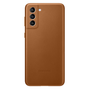 Dėklas Samsung Galaxy S21+, Odinis, Rudas
