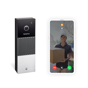 Netatmo Smart Video Doorbell, 2 МП, WiFi, обнаружение людей, ночной режим, черный/серый/белый - Умный дверной звонок с камерой