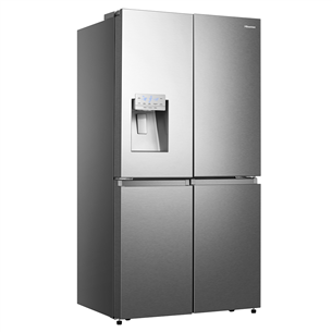 Hisense, water & ice dispenser, 585 L, height 179 cm, inox - SBS Refrigerator