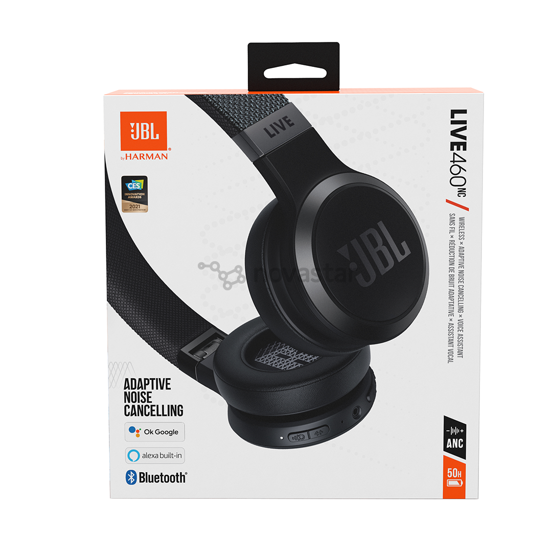Ausinės JBL LIVE 460NC, Belaidės, Juodos