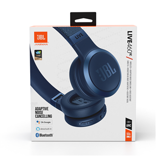 Ausinės JBL LIVE 460NC, Belaidės, Mėlynos