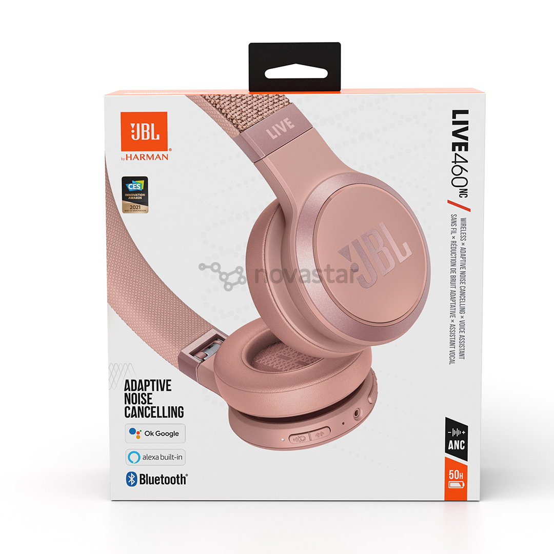 Ausinės JBL LIVE 460NC, belaidės, Rožinės