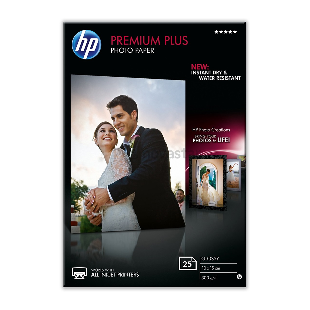 Foto popierius HP Premium Plus Glossy 10x15 cm, 25 lapai