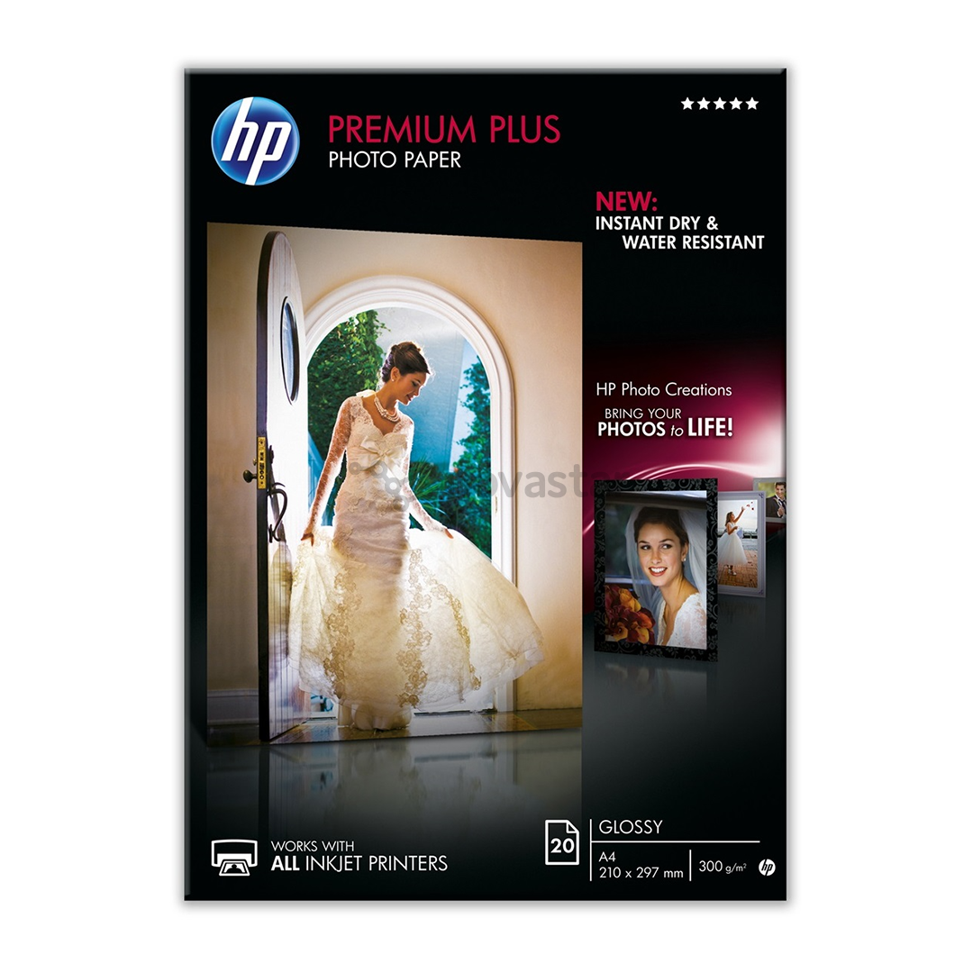 Foto popierius HP Premium Plus Glossy A4, 20 lapų