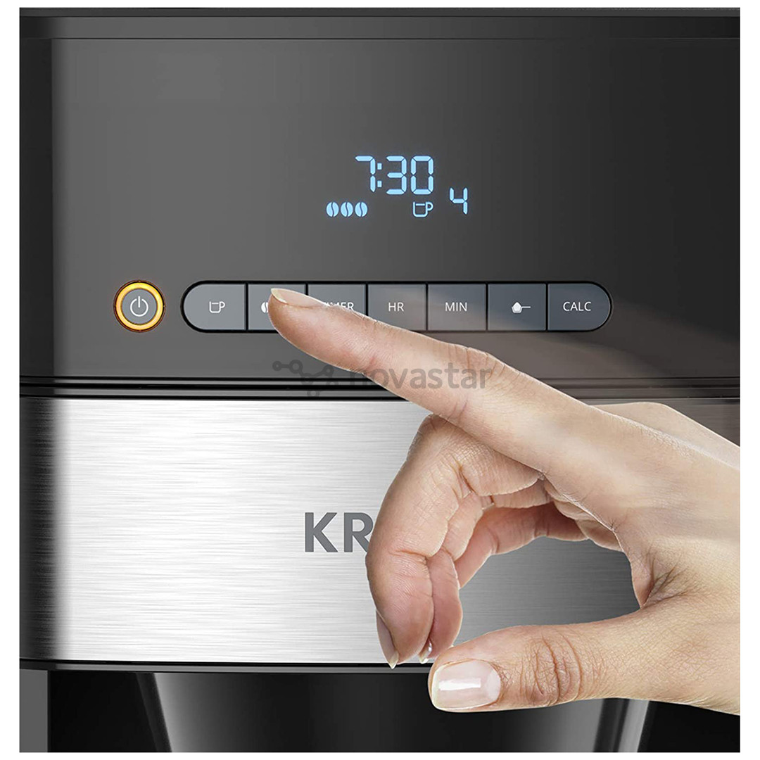 Krups Grind & Brew, water tank 1.25 L, black - Filter Coffee maker with grinder