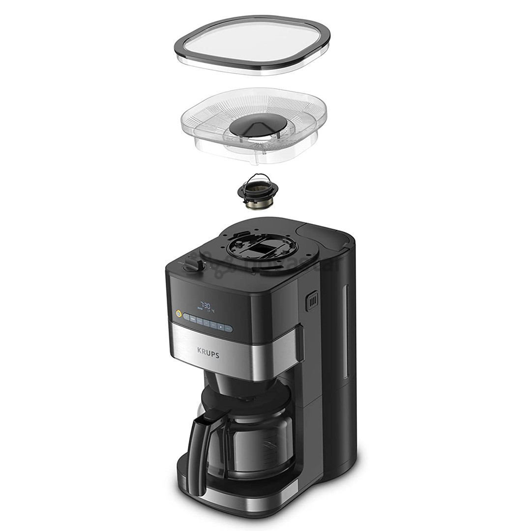 Krups Grind & Brew, water tank 1.25 L, black - Filter Coffee maker with grinder