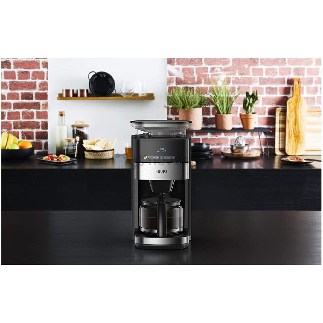 Krups Grind & Brew, water tank 1.25 L, black - Filter Coffee maker with grinder