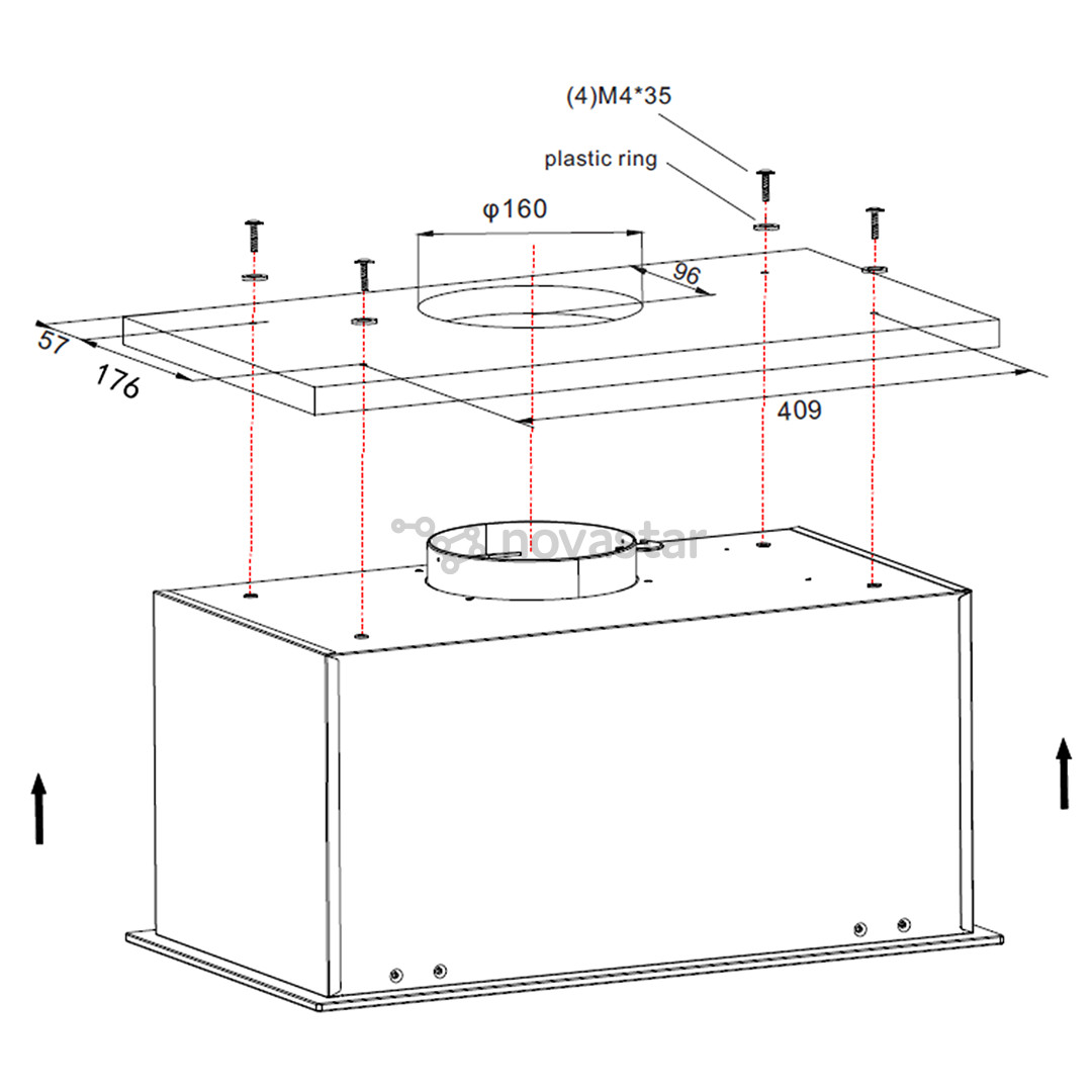Hansa, 462 m³/h, width 55 cm, black - Built-in Cooker Hood