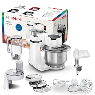 Bosch, 3,8 л/1,25 л, 700 Вт, белый - Кухонный комбайн