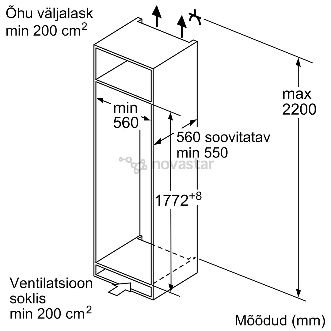 Įmontuojmas šaldytuvas Bosch KIL82VSF0