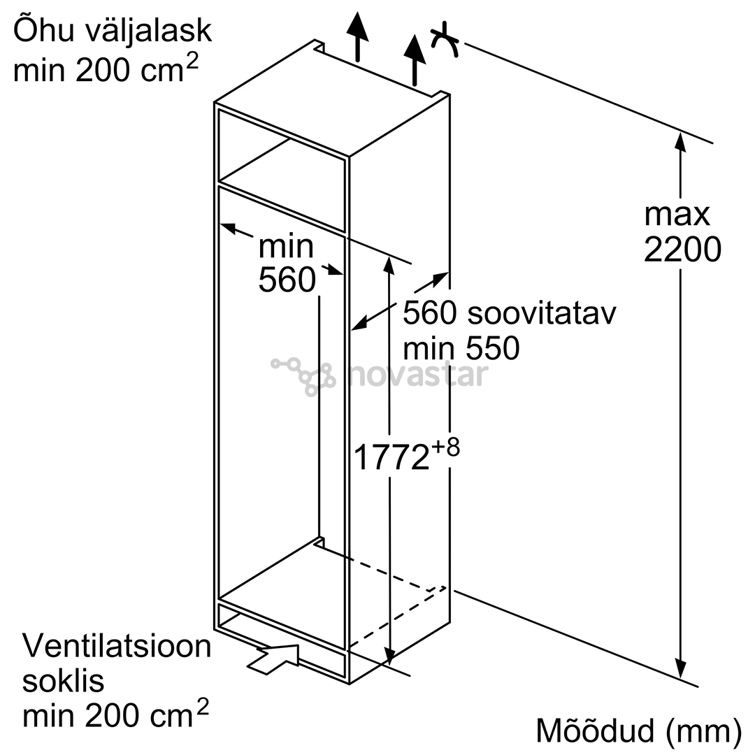 Įmontuojmas šaldytuvas Bosch KIL82VSF0
