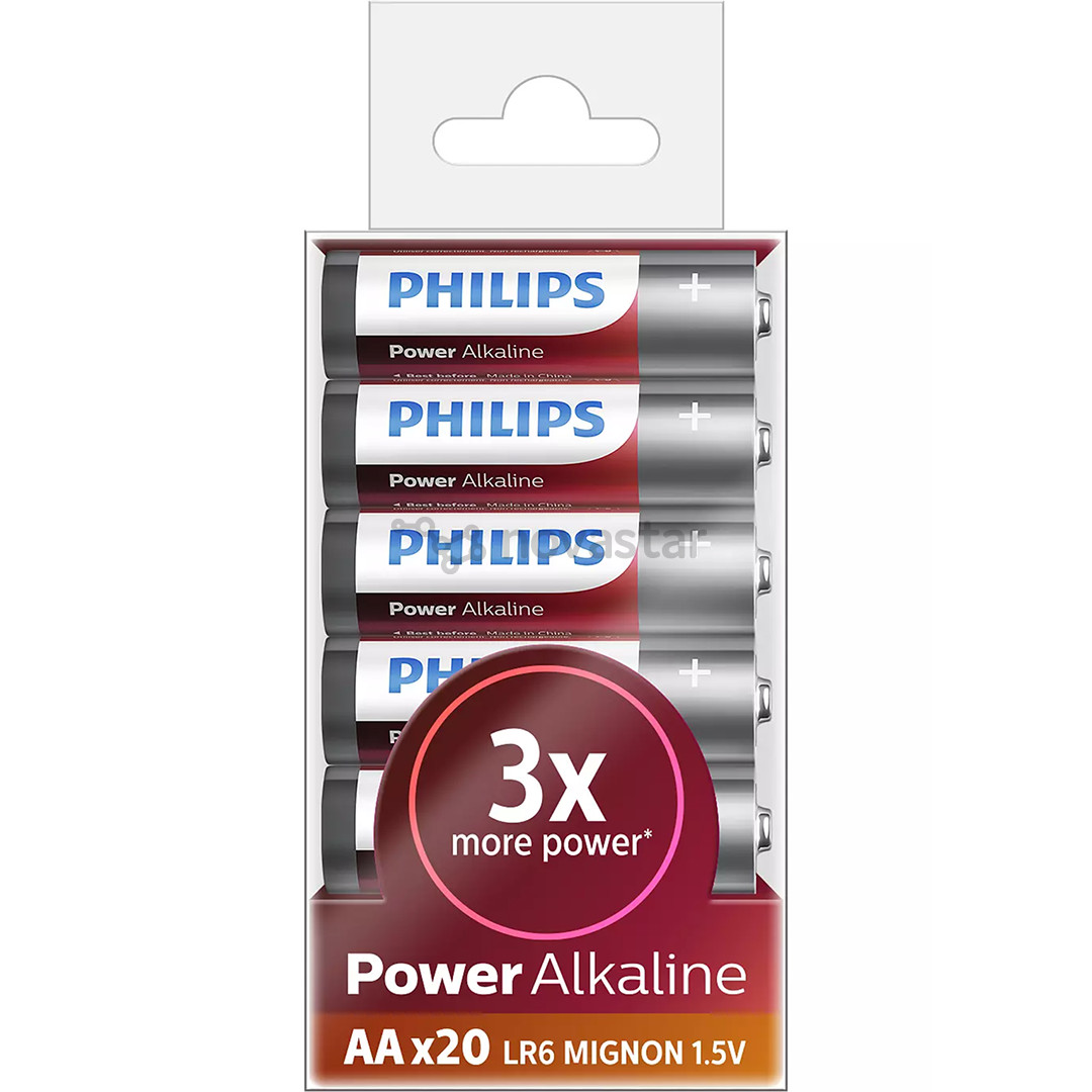 Philips Power Alkaline AA, 20 vnt. - Elementai