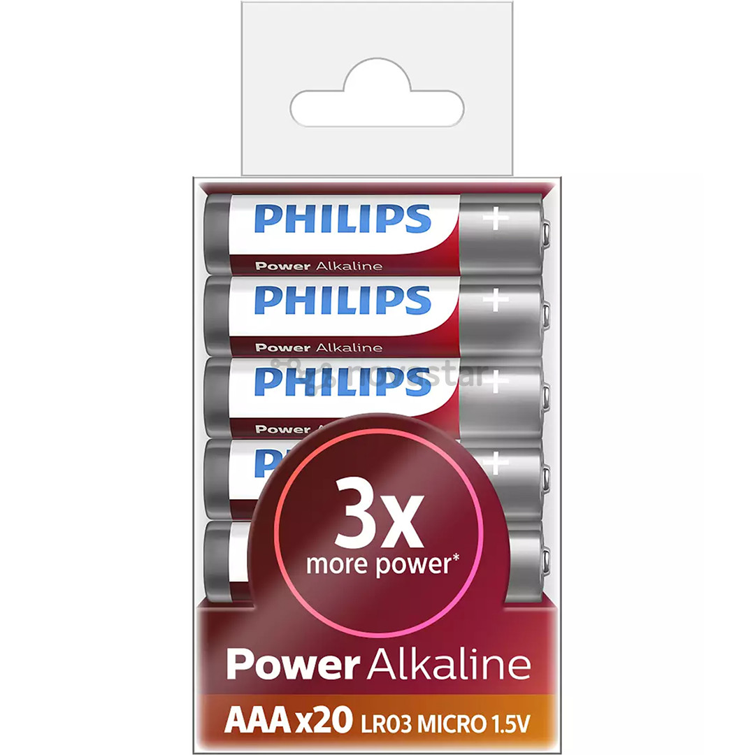Philips Power Alkaline AAA, 20 vnt. - Elementai