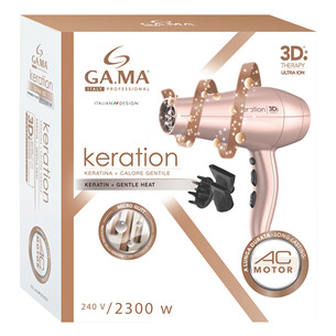 GA.MA Keration 3D Therapy Ultra Ion, 2300 W, rožinis - Plaukų džiovintuvas