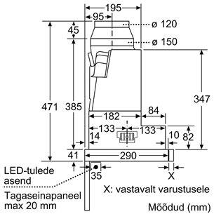 Bosch, 728 м³/ч, ширина 59,8 см, серебристый - Интегрируемая вытяжка