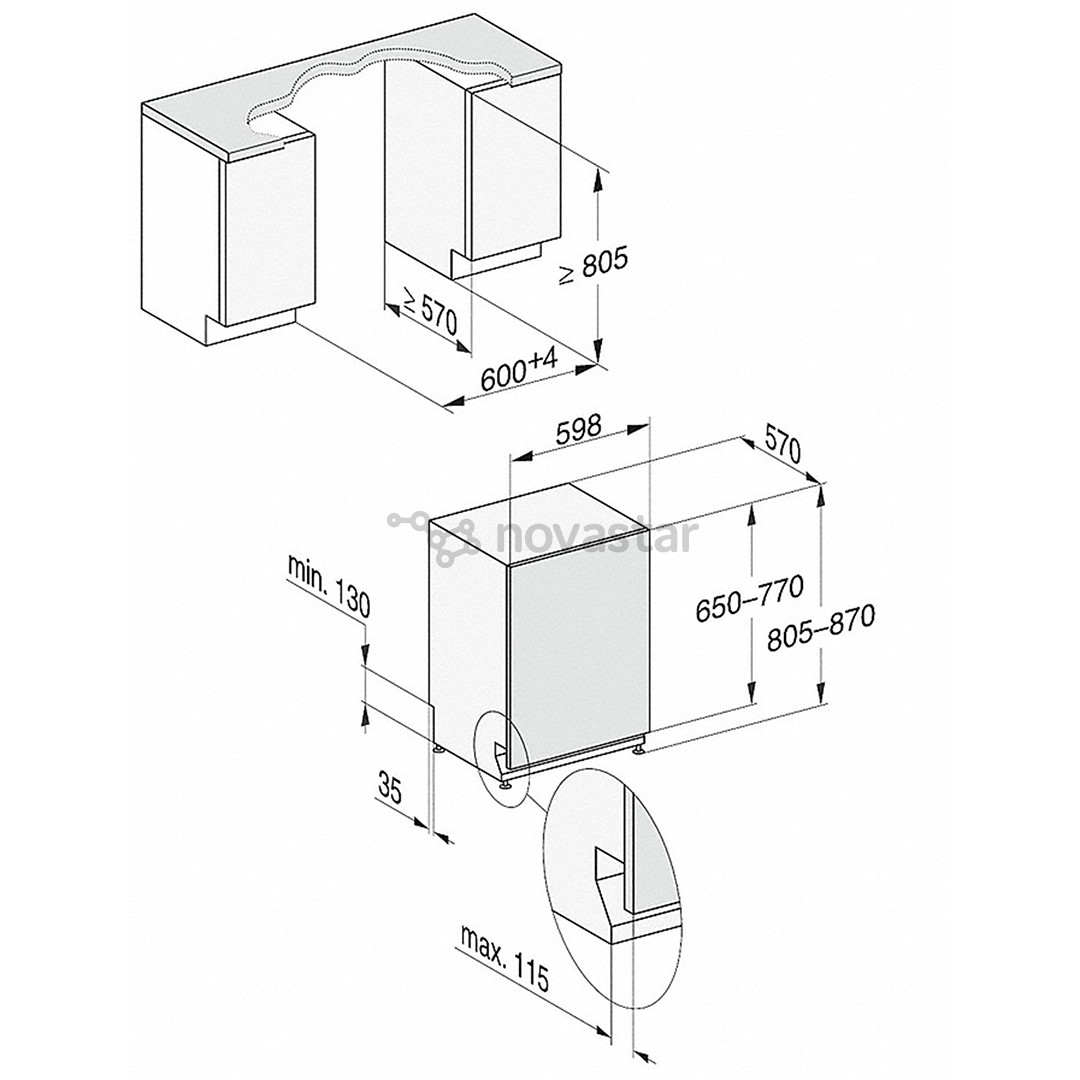 Miele Active, 14 komplektų talpa - Įmontuojama indaplovė