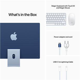 Apple iMac 24" (2021), M1 8C/8C, 8 ГБ, 512 ГБ, ENG, голубой - Настольный компьютер "все в одном"