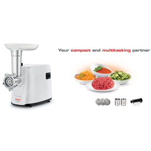 Tefal, 1600 W, white/black - Meat mincer