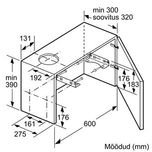 Bosch, 404 м³/ч, ширина 59,8 см, серебристый - Интегрируемая вытяжка