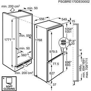 AEG, 259 L, height 177 cm - Built-in Refrigerator