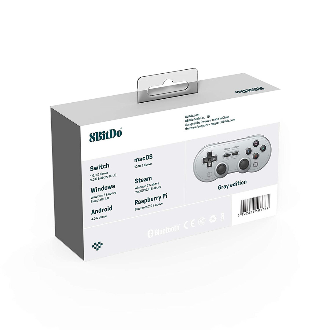 Žaidimų pultelis 8Bitdo Sn30 Pro Bluetooth, Pilkas