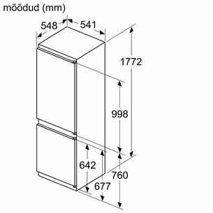 Bosch, 267 L, height 178 cm - Built-in Refrigerator