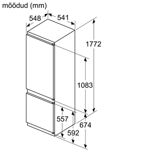 Bosch, 270 L, height 178 cm - Built-in Refrigerator