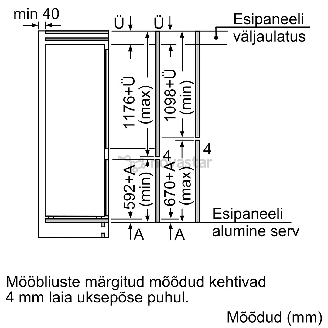 Įmontuojamas šaldytuvas Bosch KIV87VSE0