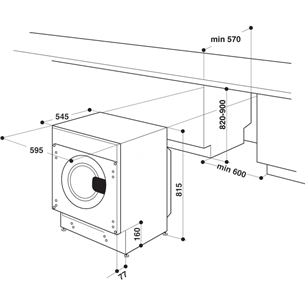 Įmontuojama skalbimo mašina - džiovyklė Whirlpool BIWDWG751482EUN