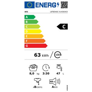 AEG, 8 kg, depth 54 cm, 1400 rpm - Built-in Washing Machine