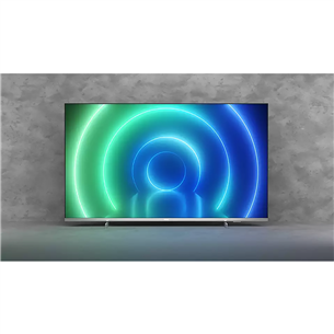 Philips PUS7556, 50", 4K UHD, LED LCD, боковые ножки, серебристый - Телевизор