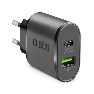 Įkroviklis SBS Fast charger USB-C 25 W, Juodas TETRPD25W