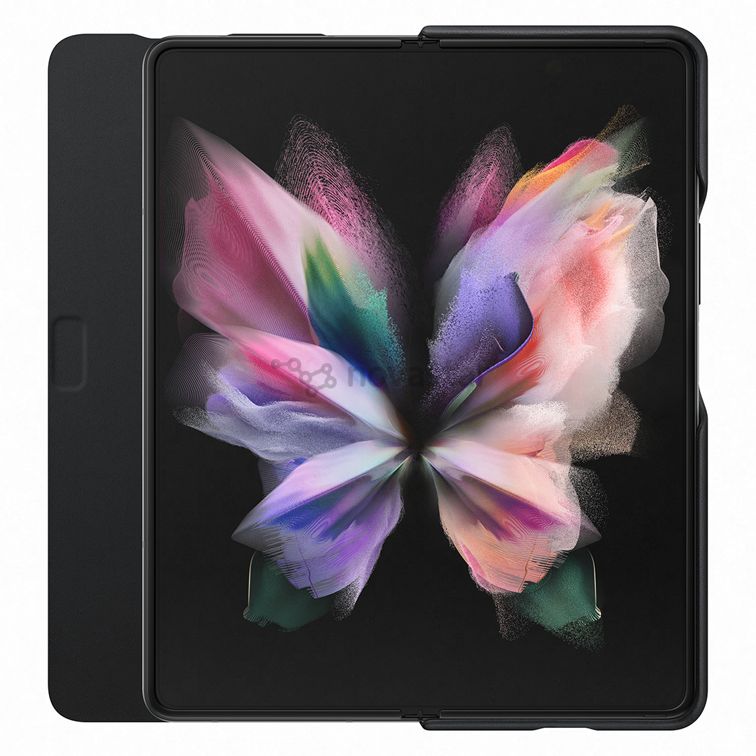 Dėklas Samsung Galaxy Fold3 5G Leather Flip Cover, Juodas