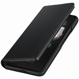 Dėklas Samsung Galaxy Fold3 5G Leather Flip Cover, Juodas