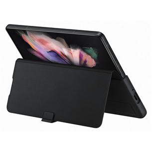 Dėklas Samsung Galaxy Fold3 5G Leather Flip Cover, Juodas