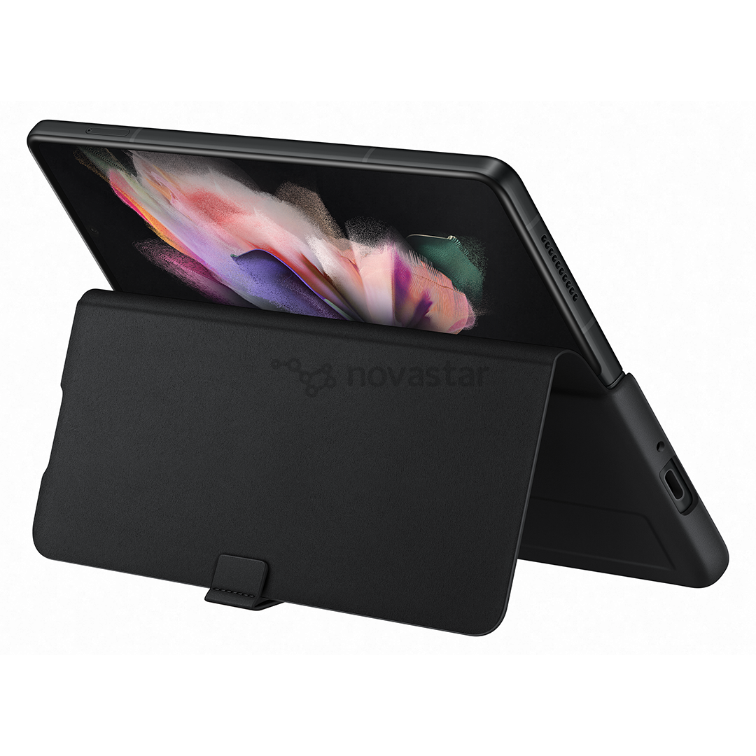 Dėklas Samsung Galaxy Fold3 5G Leather Flip Cover, Juodas