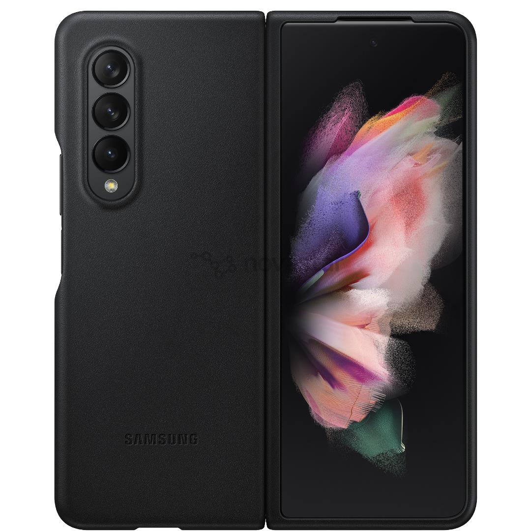 Dėkliukas Samsung Galaxy Fold3 5G Leather Cover, Juodas