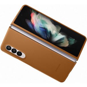 Dėklas Samsung Galaxy Fold3 5G Leather Cover, Rudas