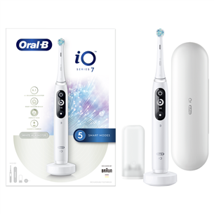 Elektrinis dantų šepetėlis Braun Oral-B iO 7, kelioninis dėklas, baltas
